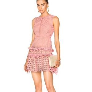 Self portrait pink lace mini dress